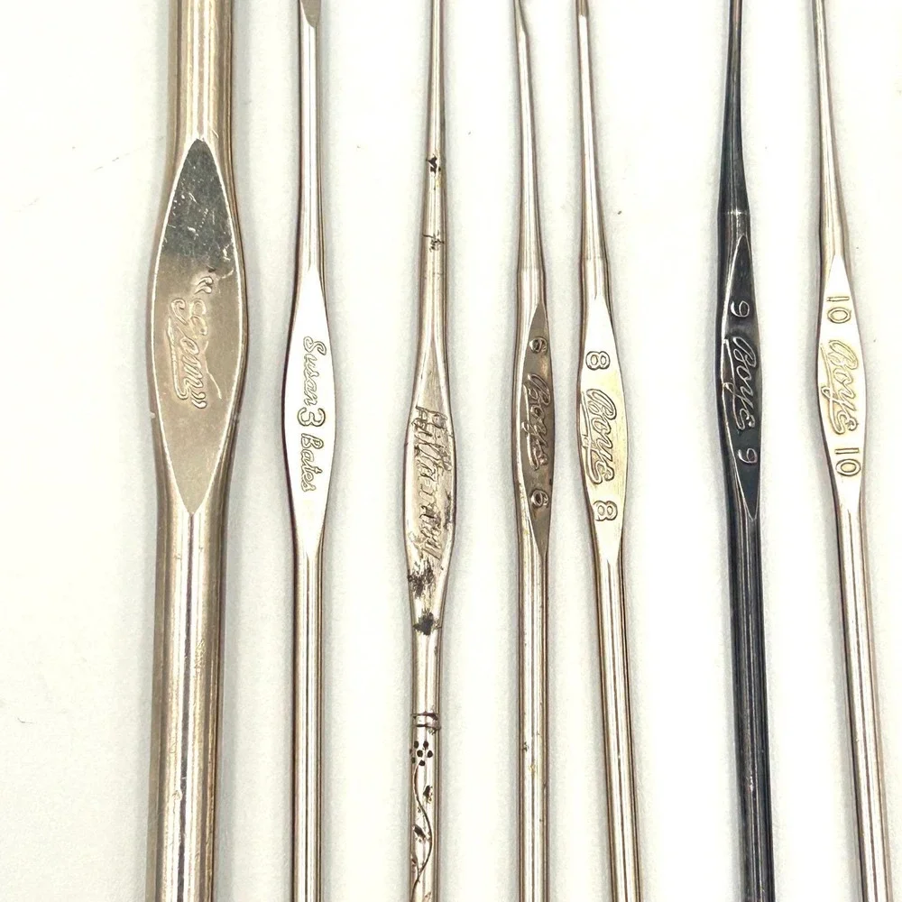 Vintage Mixed Metal Crochet Hook Lot Boye Susan Bates Milwards USA J 6‎ 8 9 10